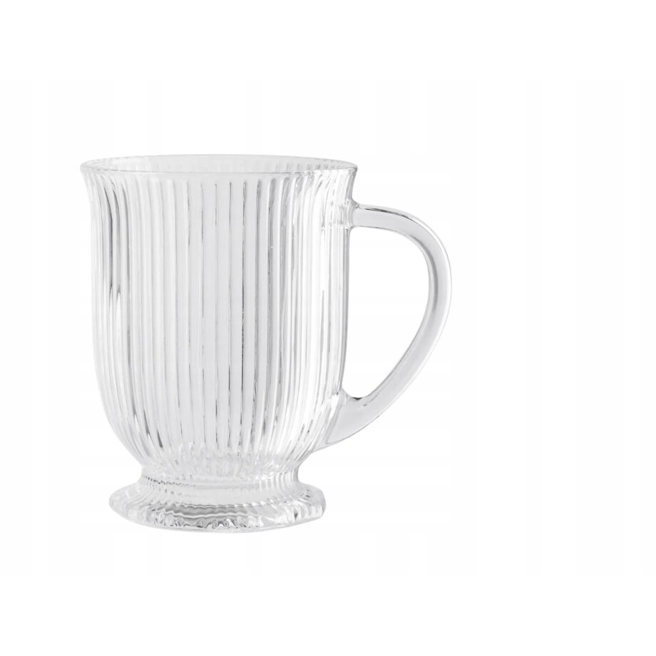 Szklanki wysokie Eleganckie na stopce do latte kubki W PRĄŻKI 500 ml 6szt