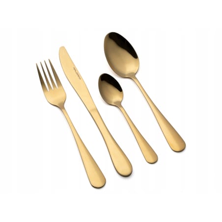 KOMPLET ZŁOTE SZTUĆCE DLA 4 osoby 16 ele widelec nóż łyżka
