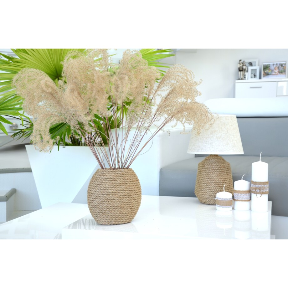 Wazon MARZENA w stylu BOHO jutowy do suszonej trawy i kwiatów * pleciony sznurek jutowy naturalny do trawy pampasowej kompozycji h 20 cm styl skandynawski