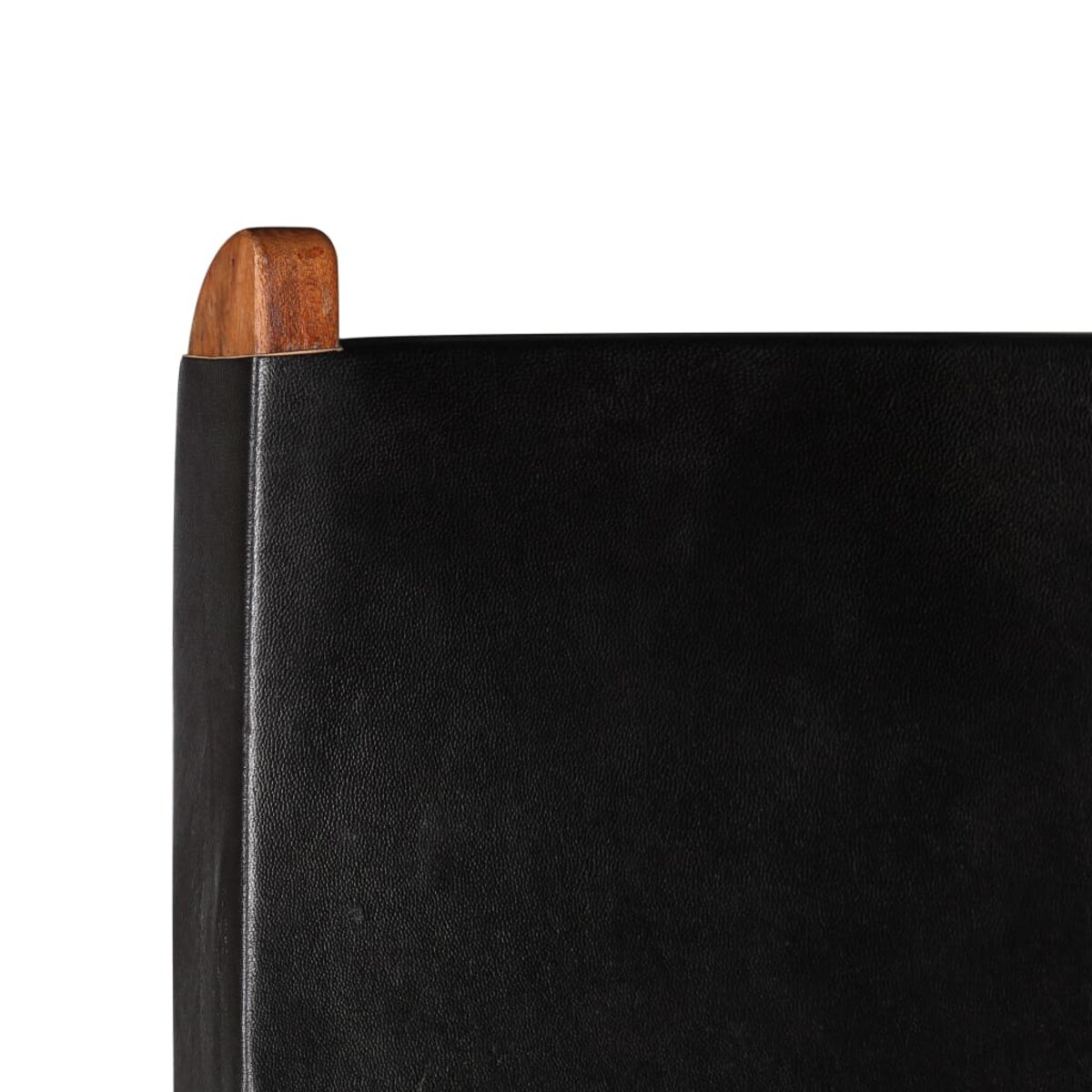 vidaXL Krzesło składane, czarne, skóra naturalna