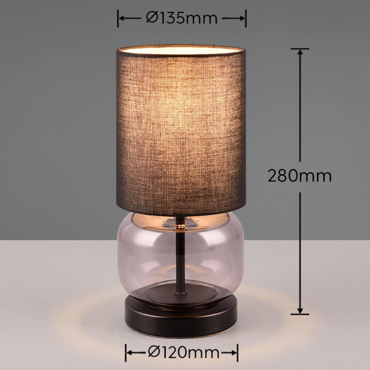 Tkaninowa lampa stołowa Elio 517800154 Trio czarna przydymiona