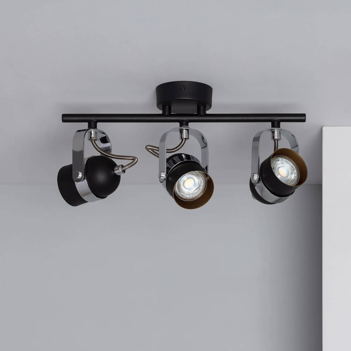 Regulowana lampa sufitowa Retro ABR-RRH-C-3XGU10 Abruzzo czarny srebrny