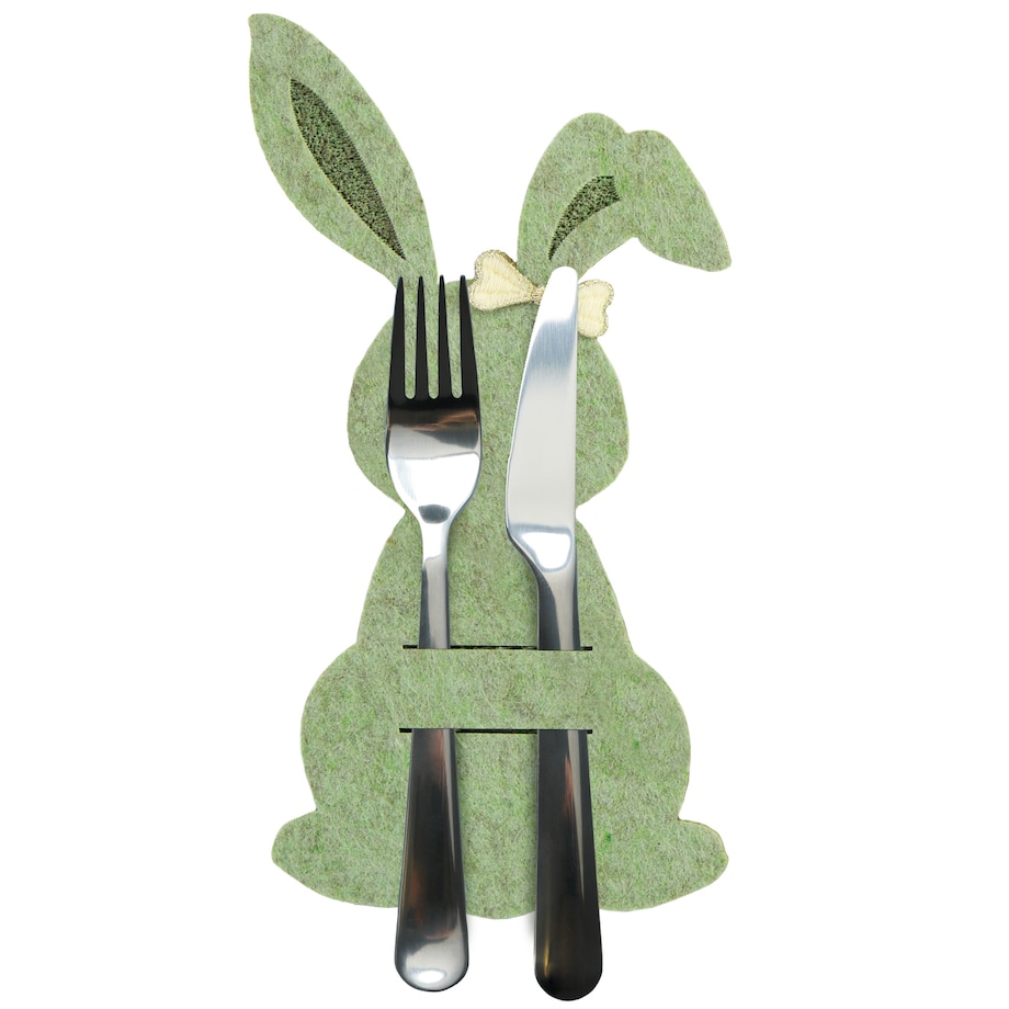 Kieszonka Etui Na Sztućce Wielkanocna Zajączek Filcowa Dekoracyjna Ozdobna Zielona
