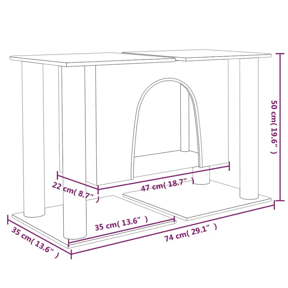 vidaXL Drapak dla kota, z sizalowymi słupkami, jasnoszary, 50 cm