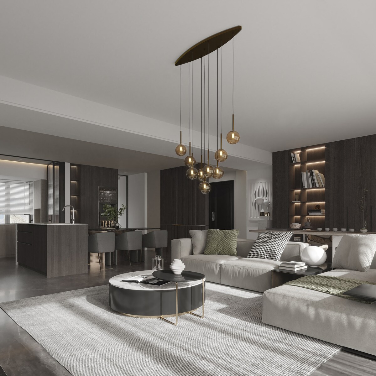 Lampa wisząca ESTERA BROWN 6149 TK Lighting 9xG9 bursztynowe klosze regulowana wysokość brązowa do salonu