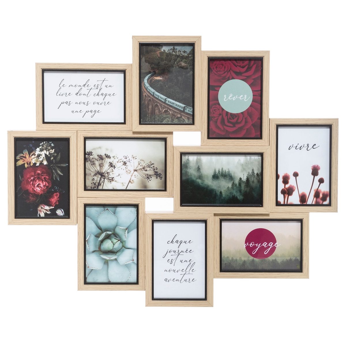 Ramka na 10 zdjęć KYLE, 49 x 58,5 cm, kolor brązowy, MDF