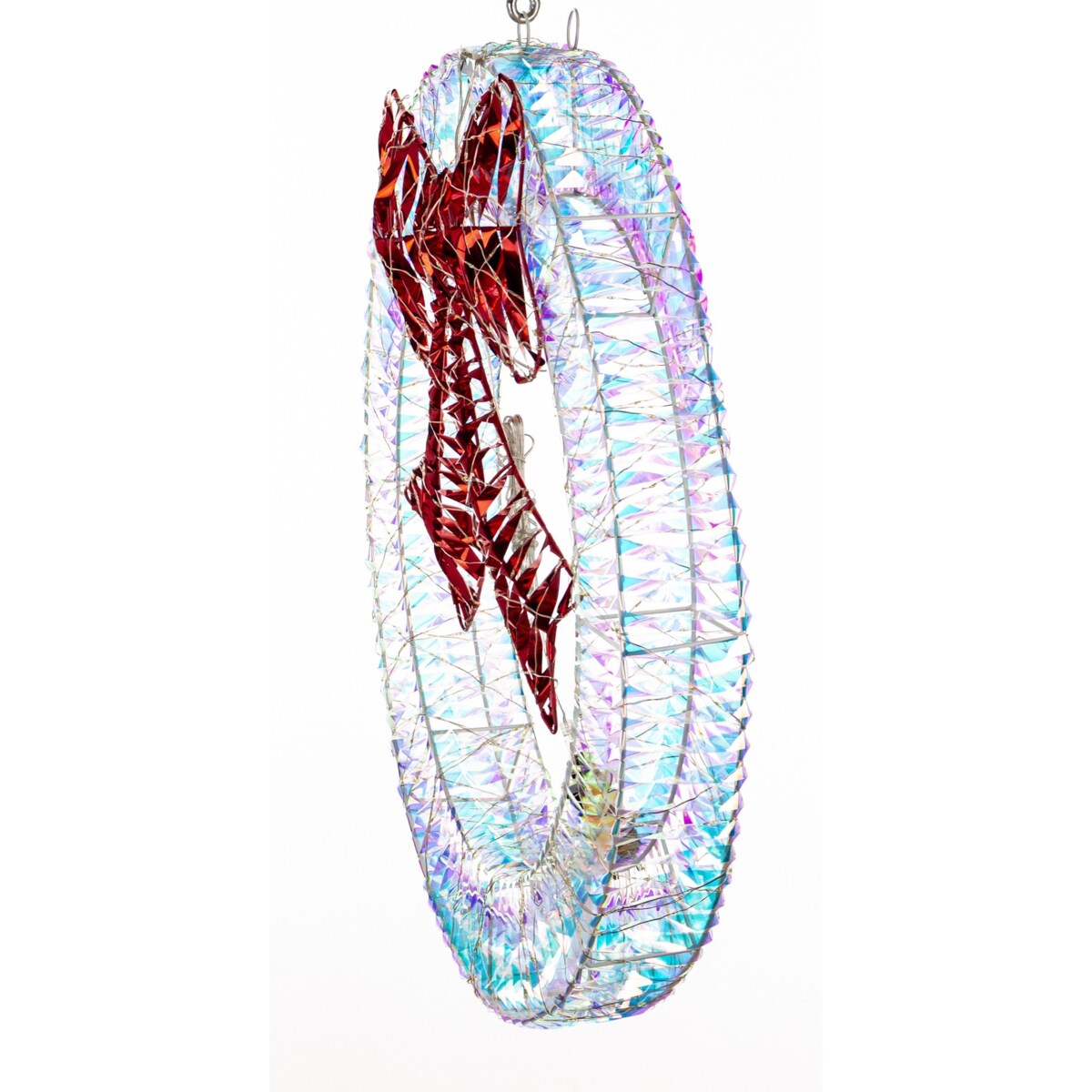 Wieniec ozdobny LED 72x70x13 cm LIKLI-2 biały z czerwoną kokardą