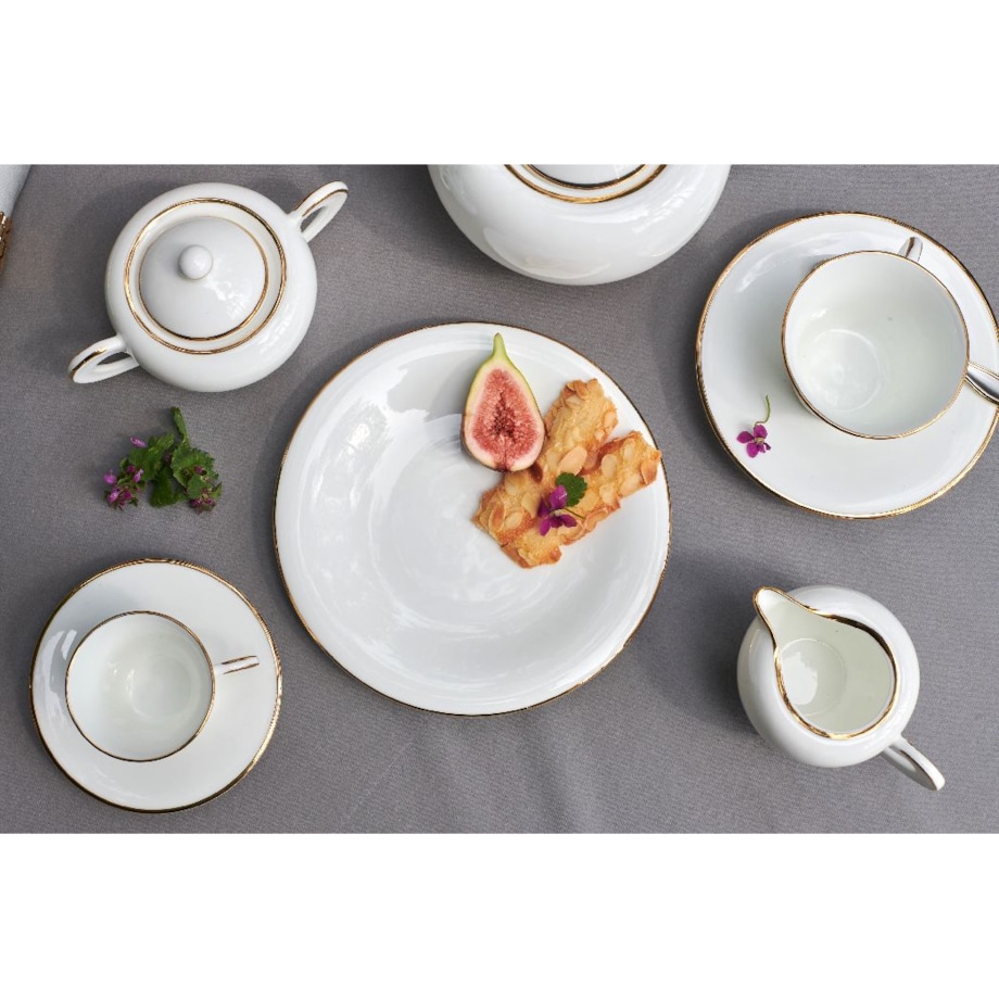 VILLA ITALIA Filiżanka do kawy herbaty porcelanowa 200 ml ze spodkiem NAOMI GOLD