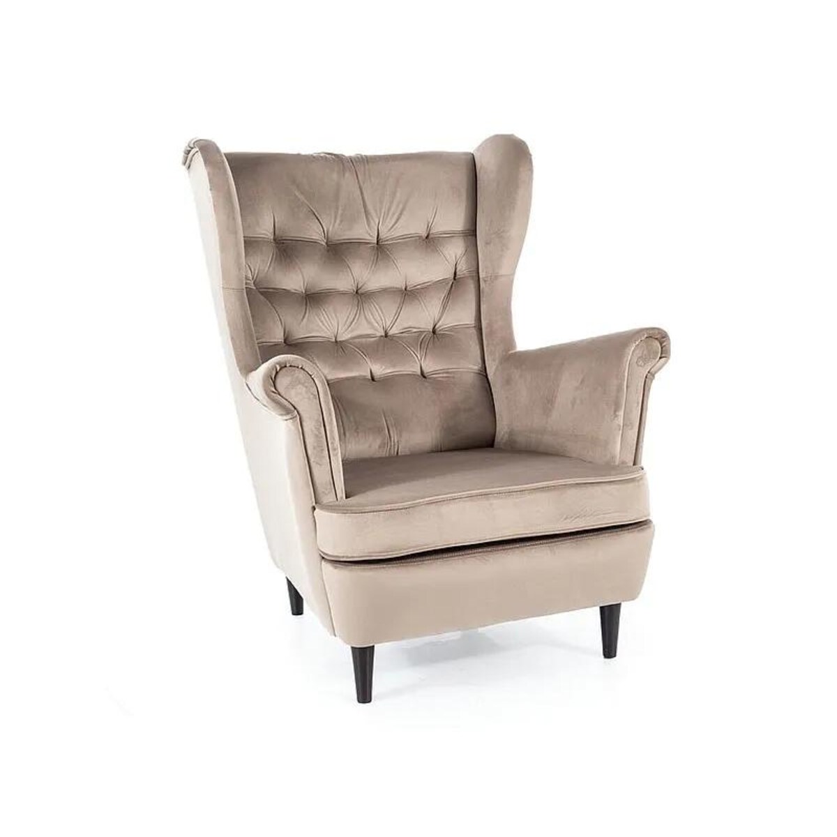 Fotel uszak HARRY VELVET ciemnobeżowy