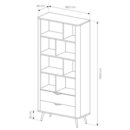 Regał ERIS częściowo zamknięty na metalowych nóżkach