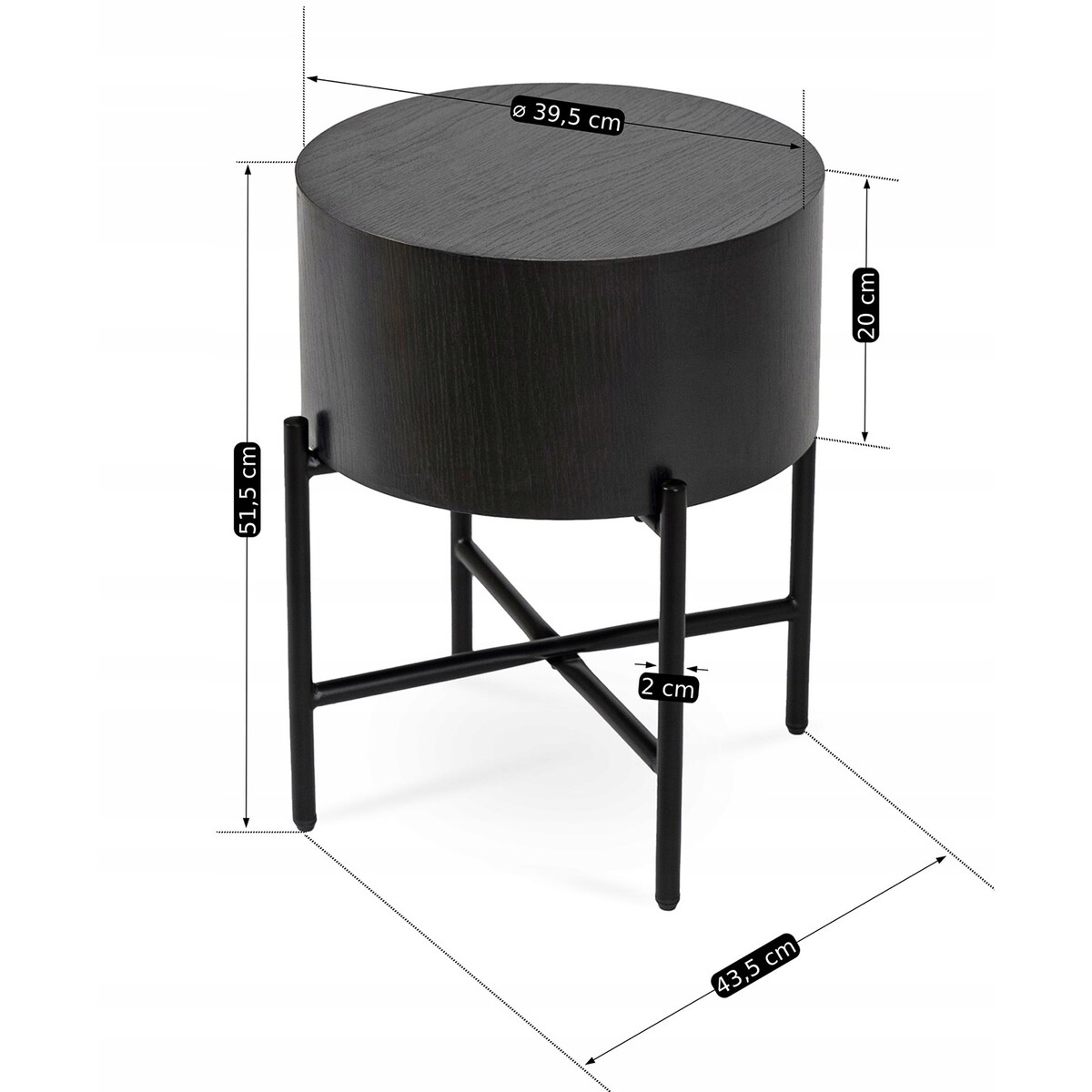 Stolik Kawowy Okrągły Mały Loft Ława Do Salonu Sypialni Czarna CEVES