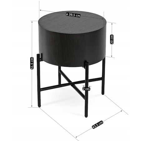Stolik Kawowy Okrągły Mały Loft Ława Do Salonu Sypialni Czarna CEVES
