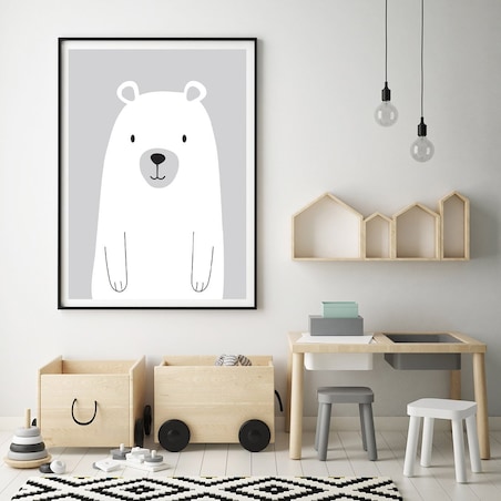 Plakat dla dzieci Miś szary 40x50