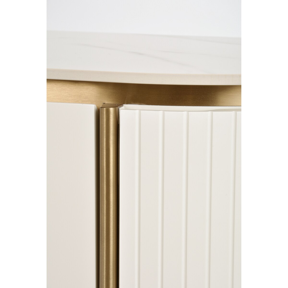 Ryflowana szafka RTV złota kremowa Bueno Glamour Premium 200x40x60