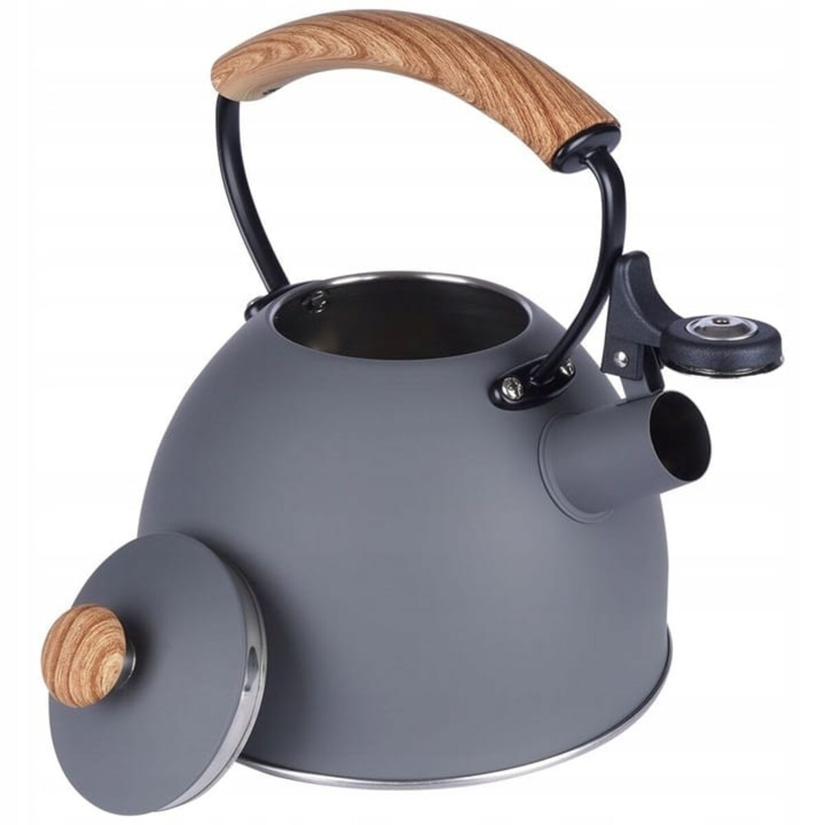 Czajnik Szary Stalowy z Gwizdkiem Gotowania Wody Tradycyjny metalowy na Gaz