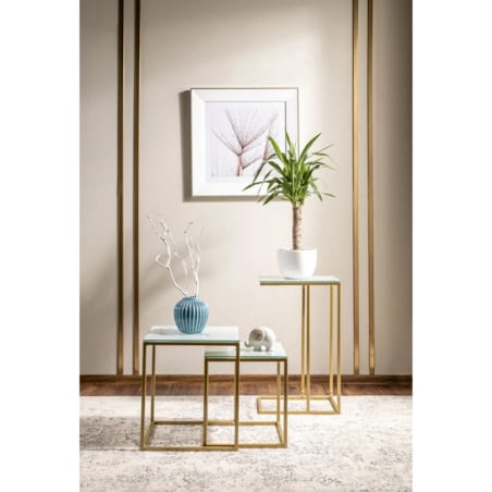 Stolik kawowy SYMPHONY G 40x30 biały marmur/złoty