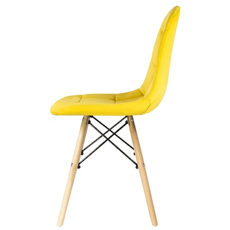 Krzesło tapicerowane welurowe skandynawskie żółte nowoczesne