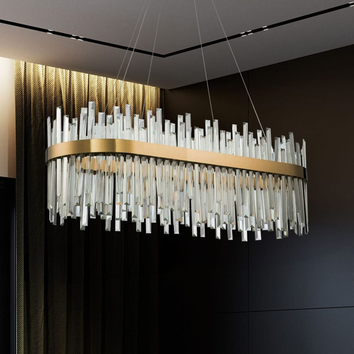 Lampa sufitowa wisząca kryształowa LED APP1513-CP80 Złota