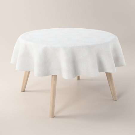 Obrus okrągły 130 x 130 cm liście akantu na jasno-popielatym tle