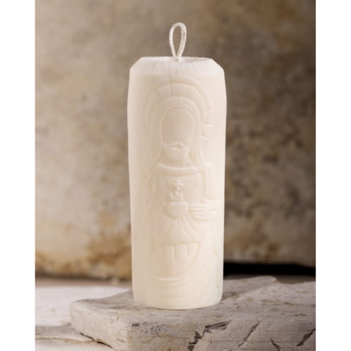 Świeca sojowa w kolorze ecru z motywem Jezusa – świeca religijna