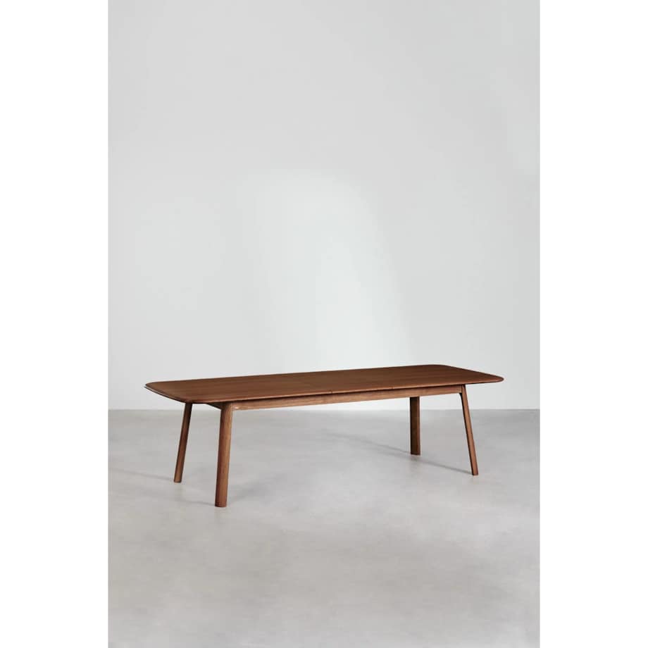 Stół jadalniany 220-320x95 cm rozkładany, fornir orzechowy, ciemnobrązowy, Treveris