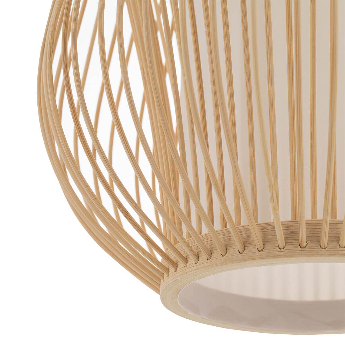 Drewniana wisząca lampa Puket 11161 Nowodvorski japandi kratka pleciona bambusowa metalowa biała