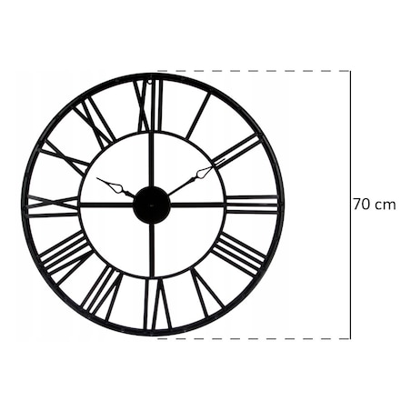 Zegar na ścianę metalowy z cyframi rzymskimi, Ø 70 cm, Atmosphera