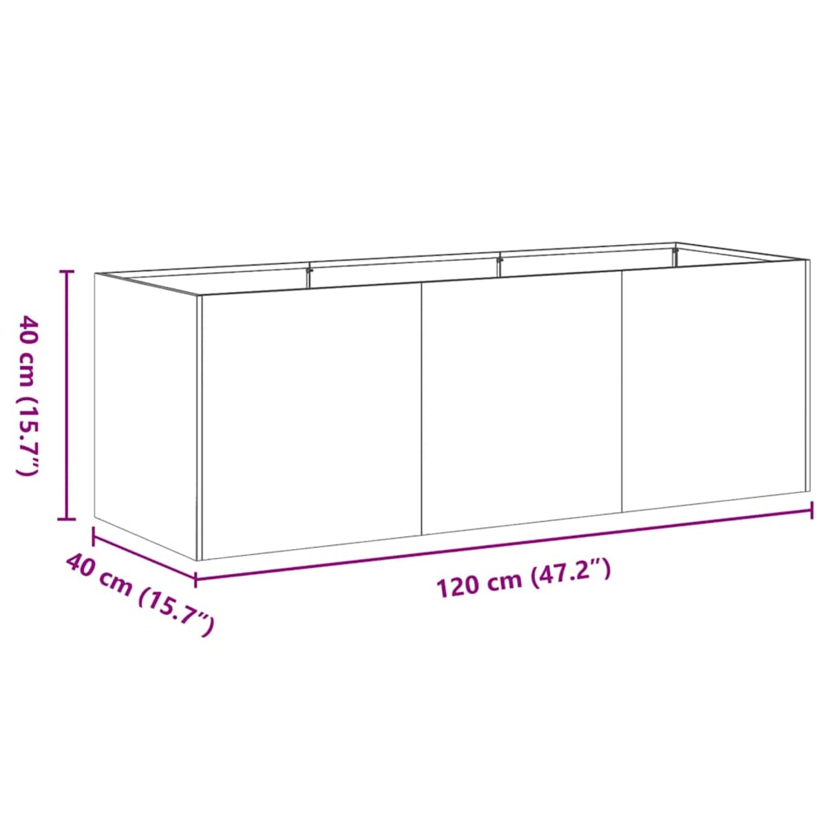vidaXL Doniczka 120x40x40 cm Stal ocynkowana