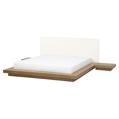 Łóżko wodne ze stolikami nocnymi 160 x 200 cm jasne drewno ZEN