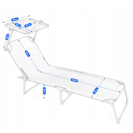 Leżanka ogrodowa składana w walizkę z zadaszeniem