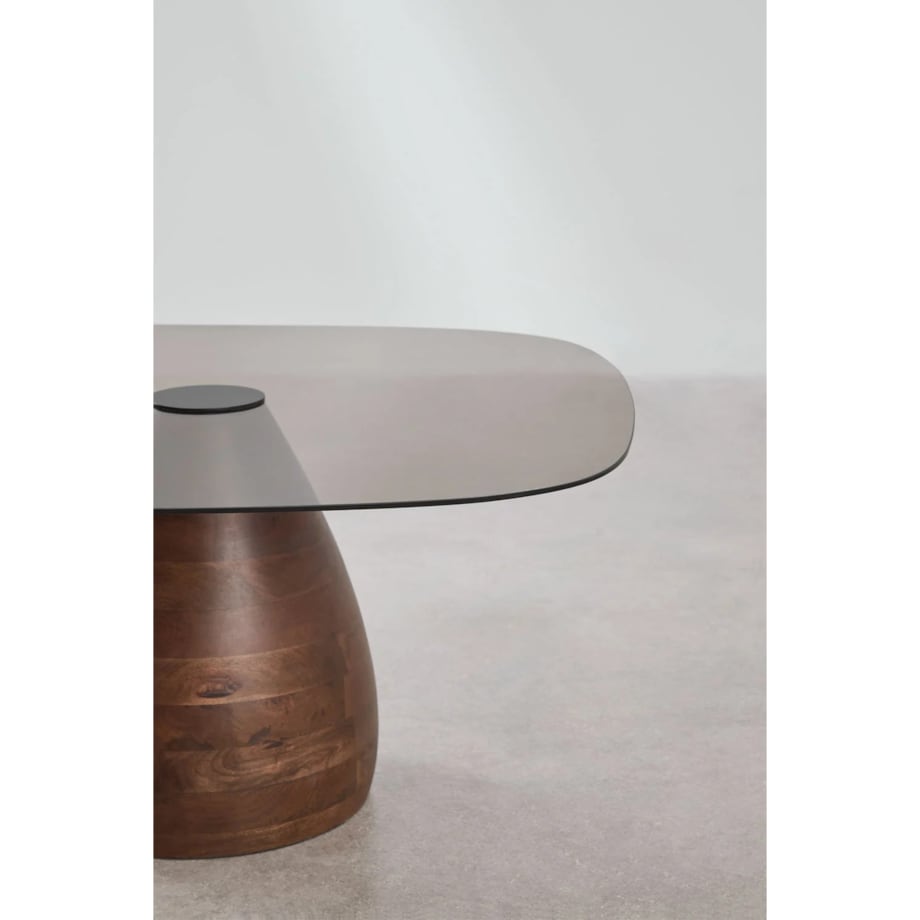 Komplet dwóch stolików z drewna mango i hartowanego szkła Mariana