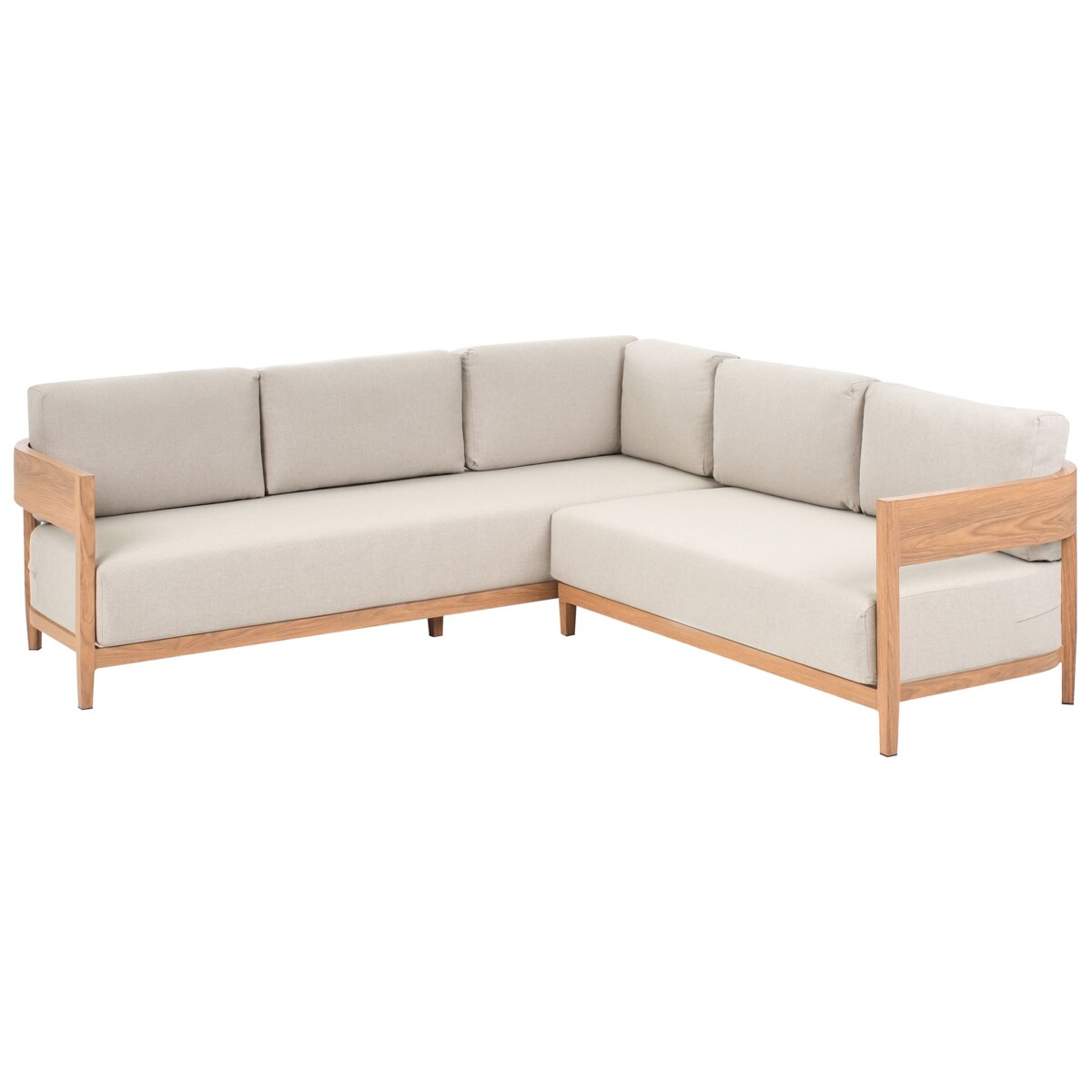 Narożnik ogrodowy ze stolikiem dla 5 osób SAMPIERI Lewostronny Metal Jasnobrązowy