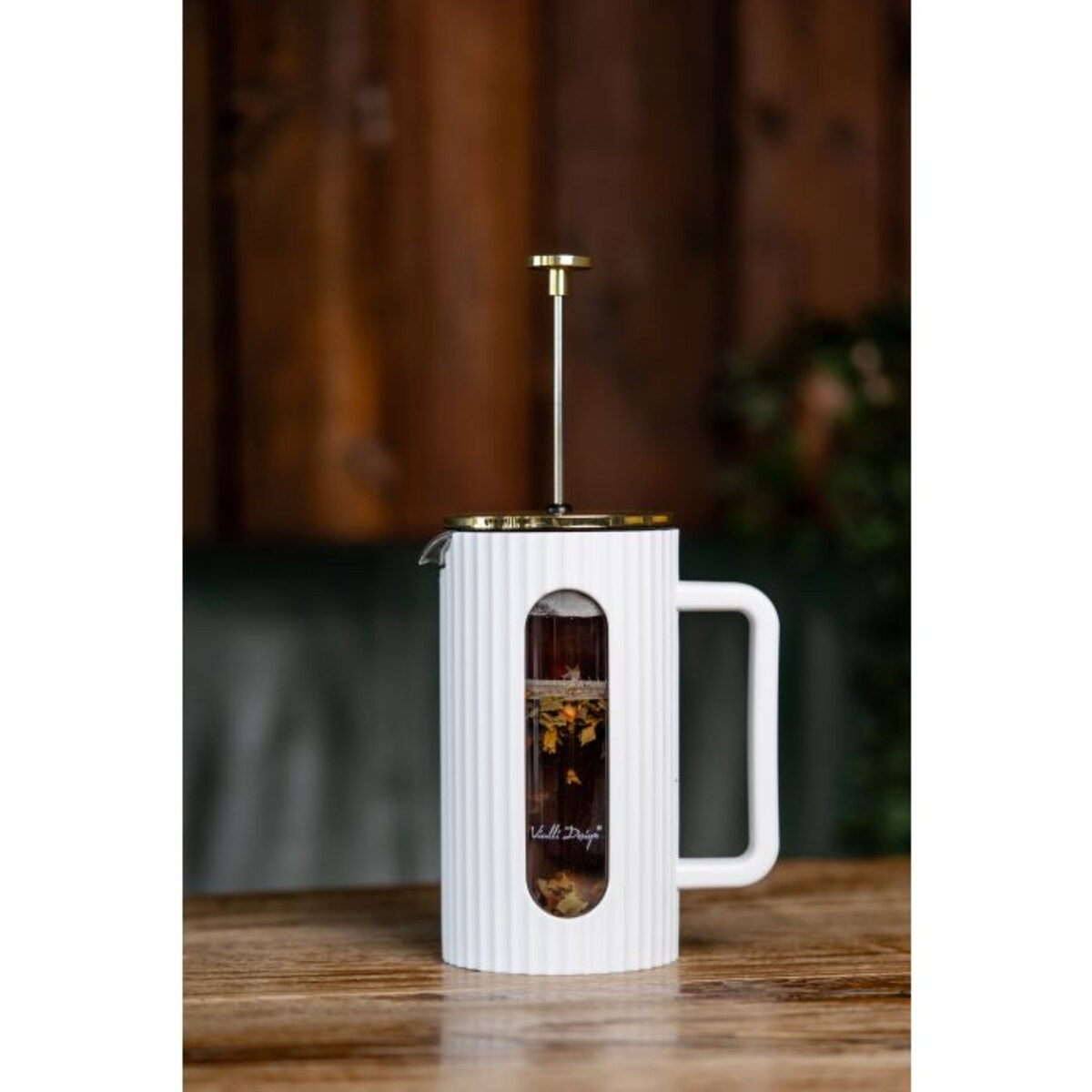 Zaparzacz do kawy i herbaty 1000ml biało/złoty Livio 1708