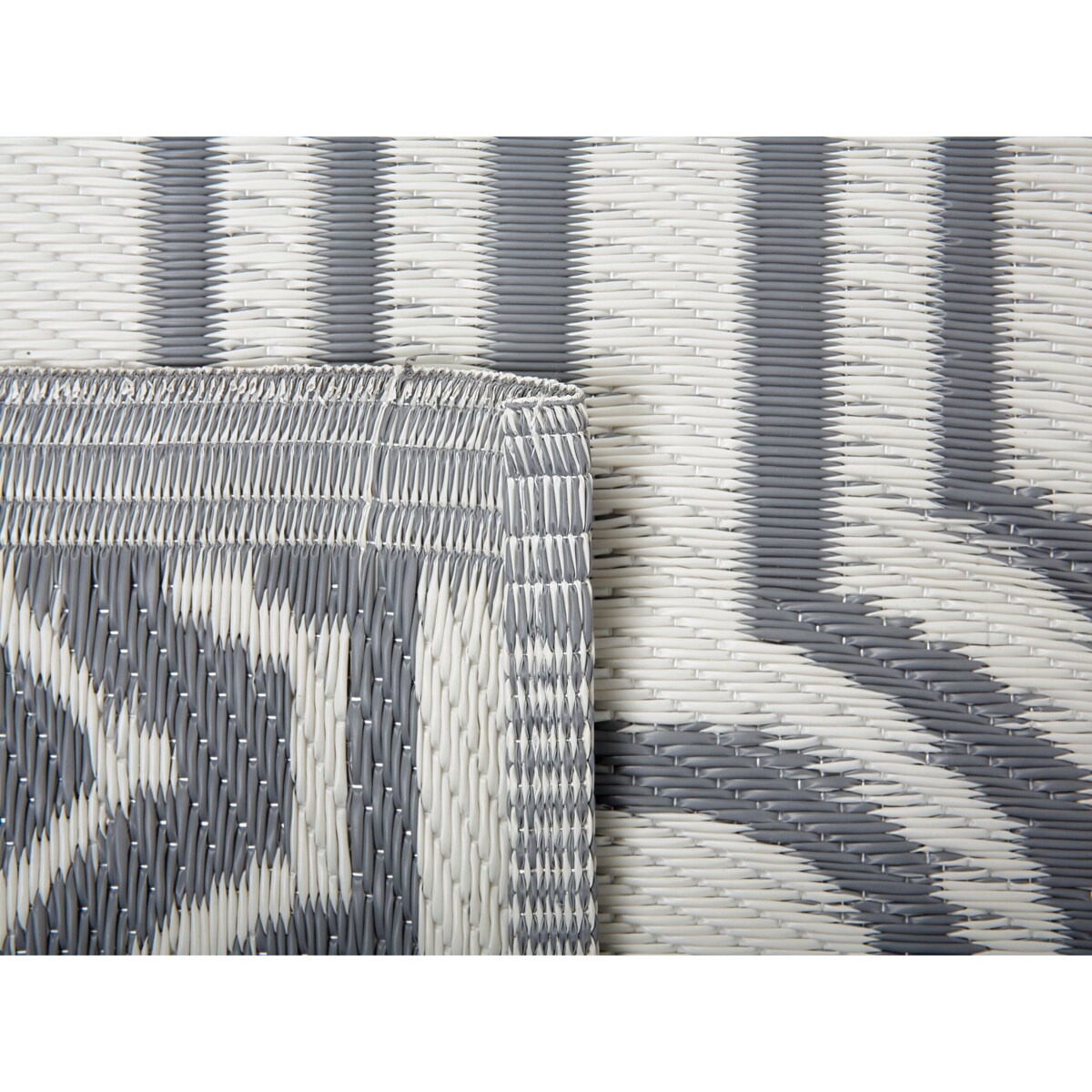 Dywan zewnętrzny dwustronny 90 x 180 cm szaro-biały BIDAR