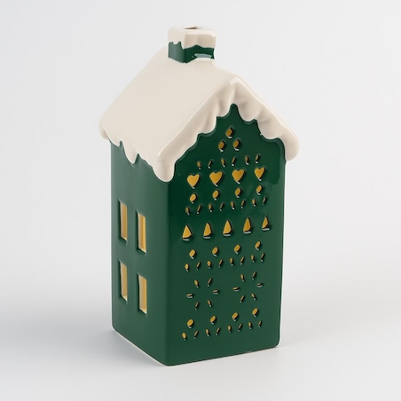 Lampka - ceramiczny domek LED 15x6x6 cm MARGITA zielony