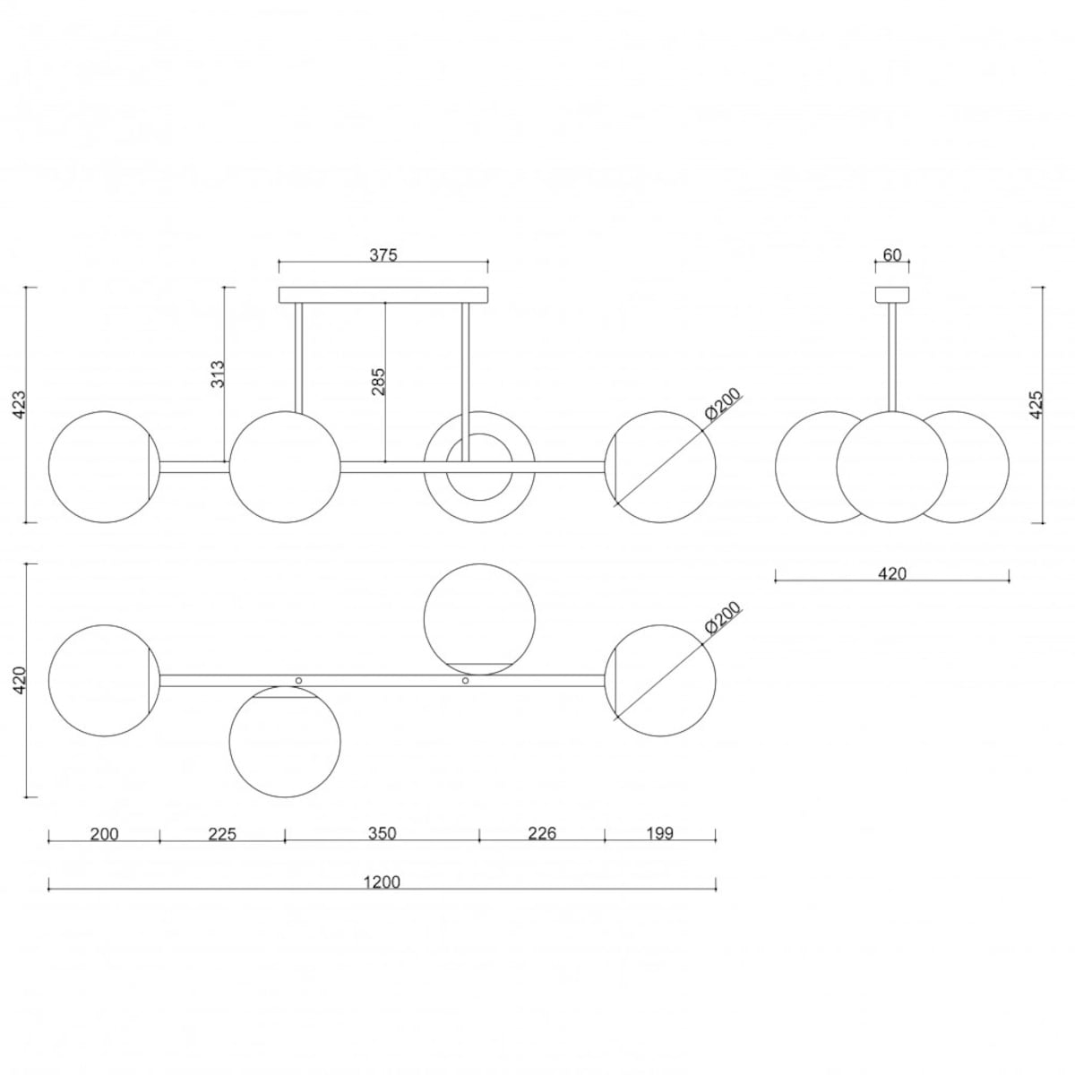 KOP D czarna lampa przysufitowa / plafon