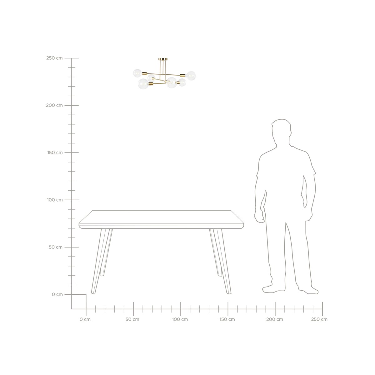Lampa sufitowa 6-punktowa metalowa mosiężna KIDANE