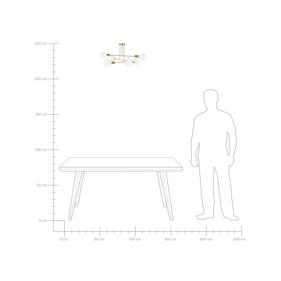 Lampa sufitowa 6-punktowa metalowa mosiężna KIDANE