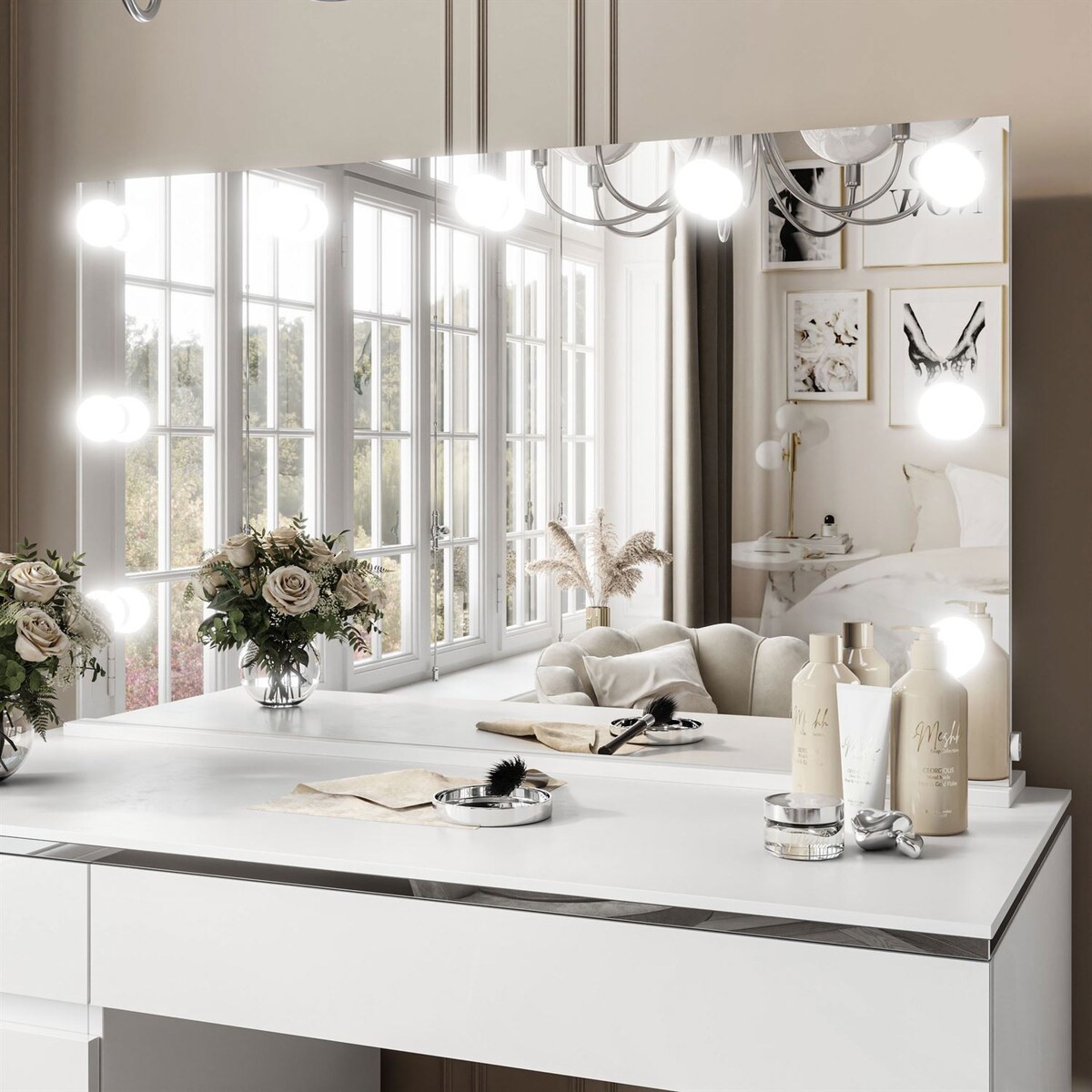 Toaletka AURORA II SILVER ELITE LED biały połysk