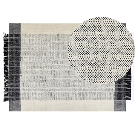 Dywan wełniany 140 x 200 cm biało-czarny KETENLI