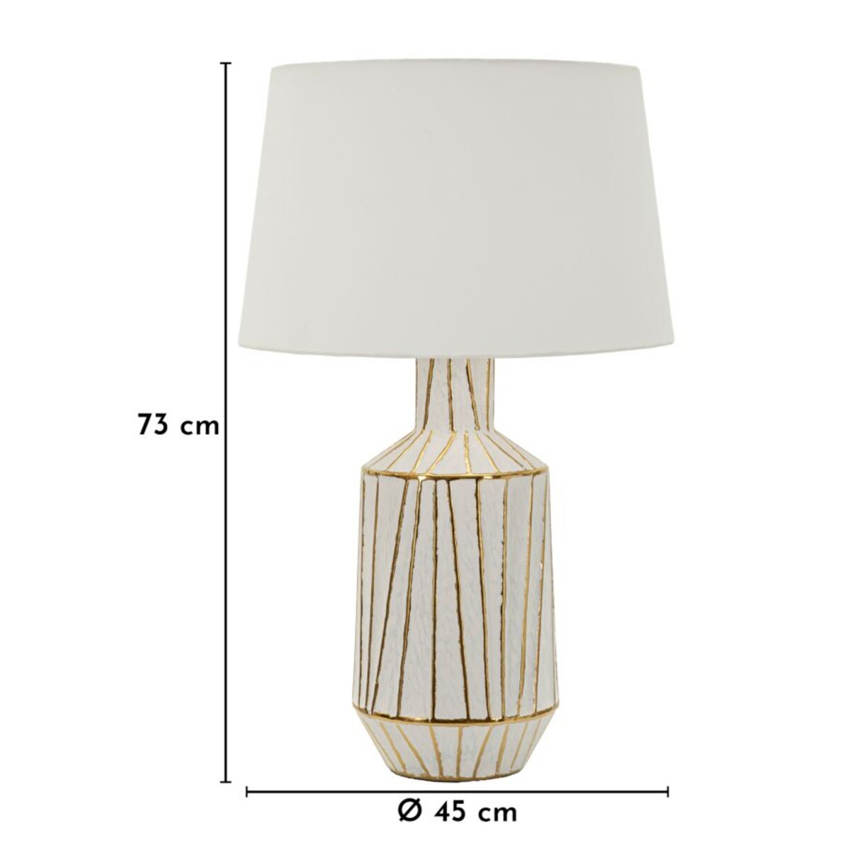 Lampa stołowa Tangeri, kolor biały i złoty, ceramika, żelazo i tkanina, 45 x 45 x 73 cm, 1 x E27, max. 40 W, do salonu i sypialni, Mauro Ferretti
