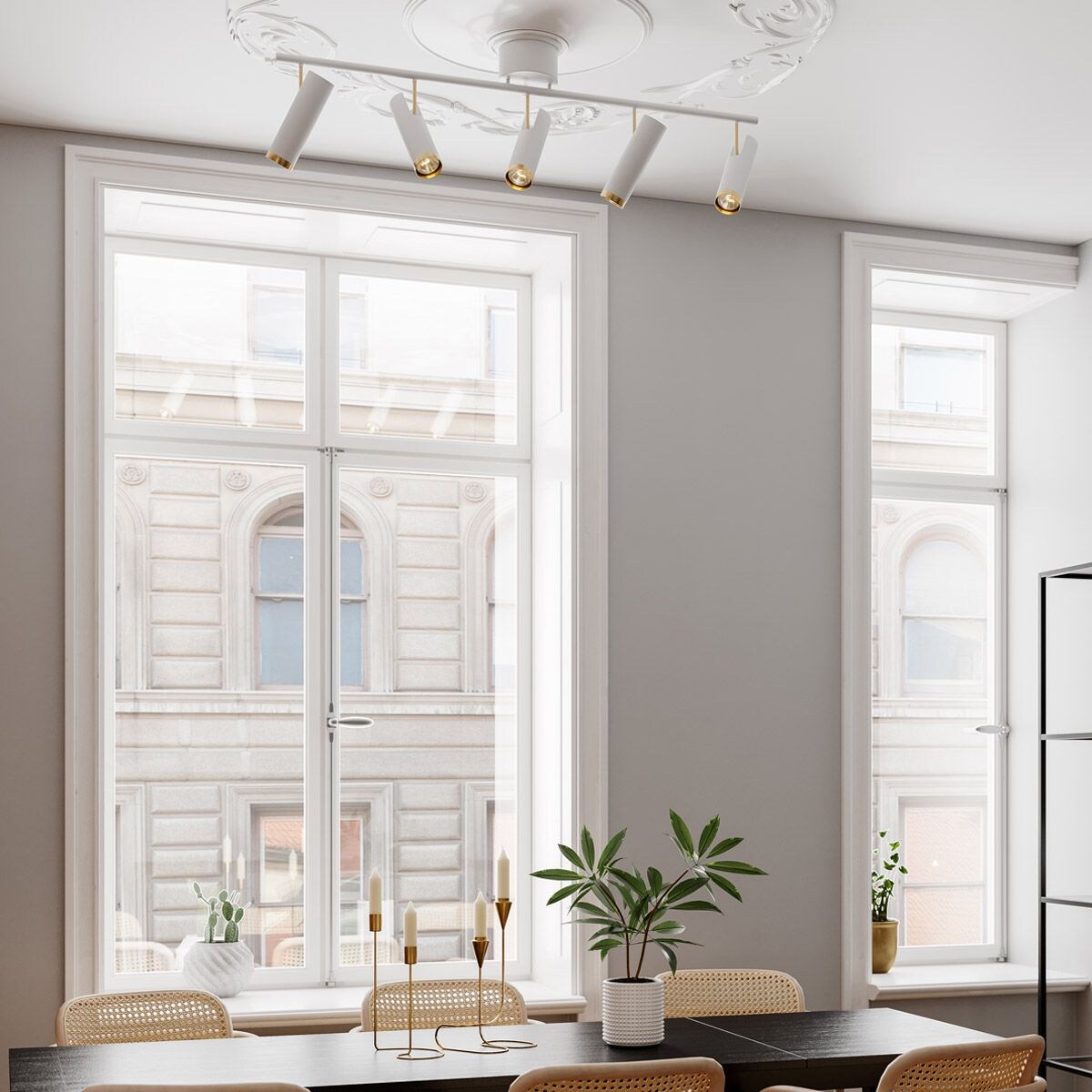 Biała lampa sufitowa Puls metalowe reflektorki do pokoju