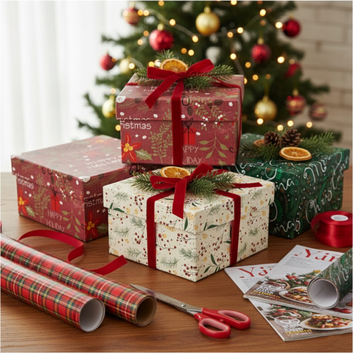 Pudełko Na Prezent Świąteczne Na Boże Narodzenie 14.5X14.5X7 Cm