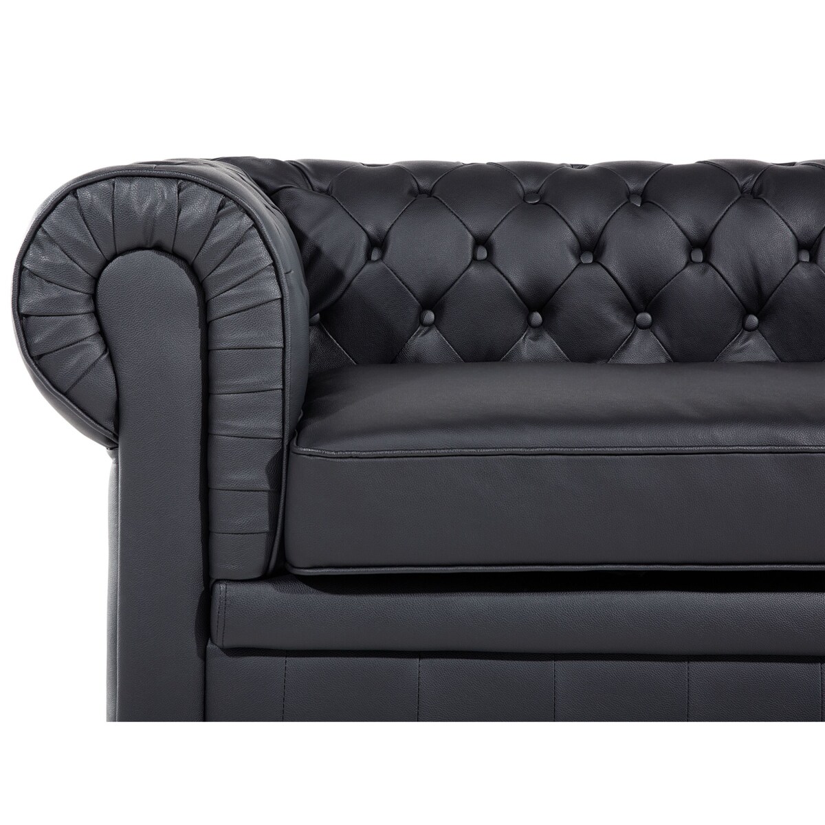 Sofa 3-osobowa skórzana czarna CHESTERFIELD