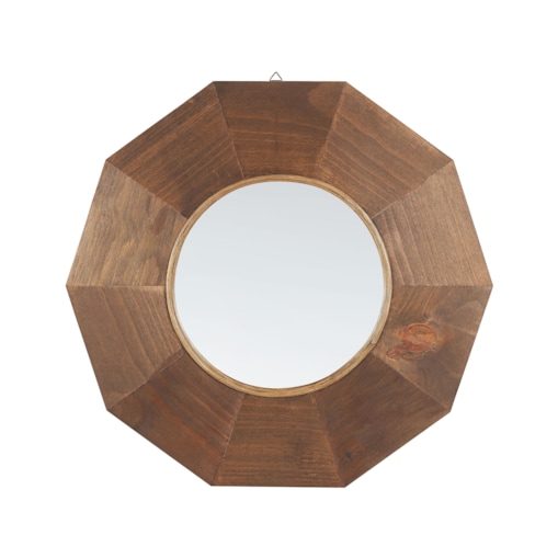 Drewniane lustro ścienne 60 x 60 cm brązowe ASEM