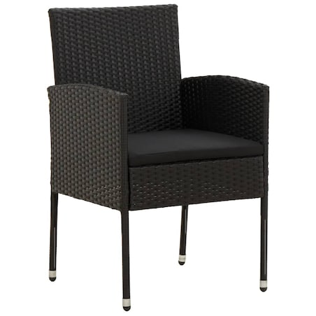 vidaXL 9-częściowy zestaw mebli ogrodowych, polirattan, czarny