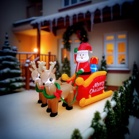 Mikołaj nadmuchiwany Dekoracja Świąteczna Sanie Renifer dmuchaniec JUMIhome