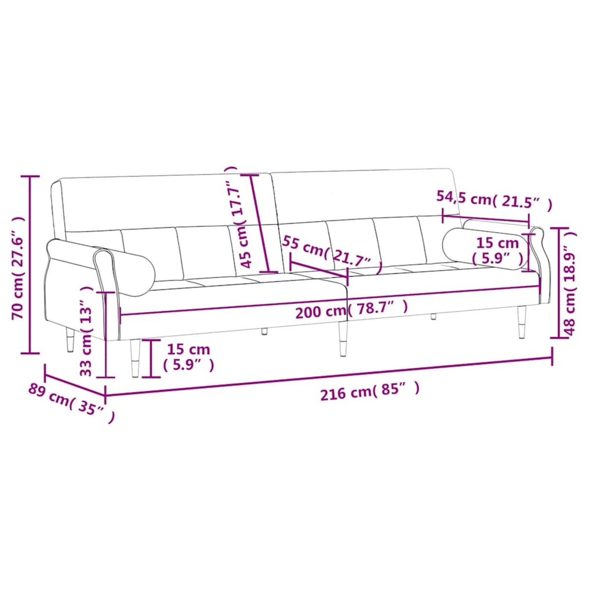vidaXL Rozkładana kanapa z poduszkami, żółta, obita aksamitem