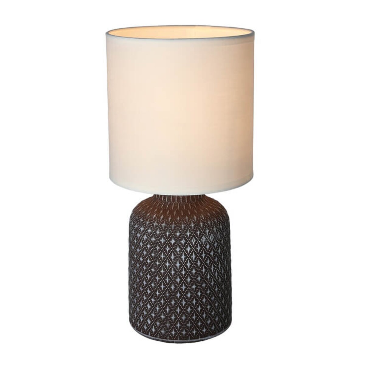 Abażurowa lampa stołowa Iner 41-79862 Candellux ceramika brązowa biała