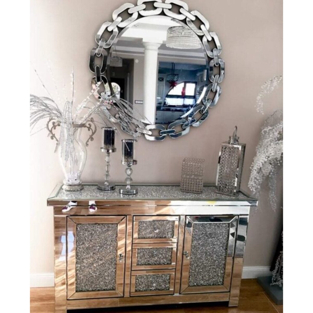 Lustrzana komoda z kryształkami Milion Diamonds Premium Glamour XL 130x35x80